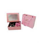 Caseta Eleganta En-gros cu 6 Trandafiri de sapun si Bratara inoxidabila, in punga de cadou, Love Forever, 12.5×9.5×4.5cm