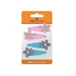 Set 4 agrafe de par metalice, decorate cu flori Top Choice 26744 Engros
