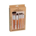 Set 5 pensule machiaj cu maner din bambus Top Choice 37474 Engros