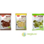 Pachet Budinca de Cacao fara Gluten Ecologica/Bio 40g + Budinca de Vanilie fara Gluten Ecologica/Bio 40g + Budinca de Matcha si Ananas fara Gluten Ecologica/Bio