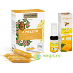 Pachet Apielixir 20 fiole x 10ml + Spray de Gat Forte cu Propolis fara Alcool 20ml