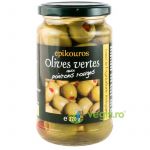 Masline Verzi Umplute cu Ardei Rosu in Saramura Ecologice/Bio 320g
