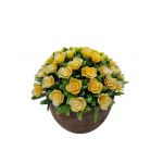 Flori artificiale engros in ghiveci boboc trandafir inchis 13 cm