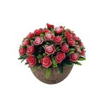 Flori artificiale engros in ghiveci boboc trandafir inchis 13 cm