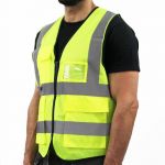 Vesta reflectorizanta, cu buzunare, poliester, galben-neon, marimea 3 XL