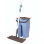 Set curatenie, galeata si mop plat, microfibra, 8 l, albastru