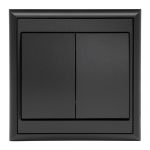 Comutator dublu Luna, plastic, negru mat