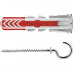 Diblu cu surub cap carlig Fischer Duopower, nylon, 6 x 30 mm, 6 bucati