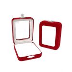 Cutie de catifea engros alba cu geam transparent,8.5×6.5×2.5 cm set 12/buc