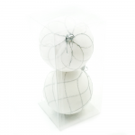Set 2 globuri decorative de Craciun, plastic, alb, 10 x 6 x 22 cm