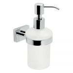 Dozator sapun Ferro Greta AGR34, aliaj metalic/sticla, alb, 9.8 x 7.97 x 16.5 cm