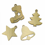 Set de ornamente din lemn pentru Craciun, lemn de fag, 70 x 75 mm, 4 bucati