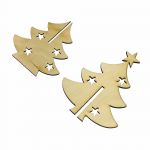 Set decoratiune de Craciun, brad, lemn 13 x 10 cm