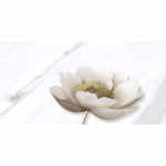 Set medalion faianta decorativa Cesarom Statuario, finisaj lucios, alb, model floral, 3 buc, 50 x 25 cm