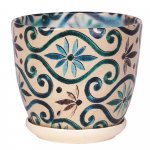 Ghiveci cu farfurie Eko Ceramica Wenus, ceramica, print, 1.9 kg, diametru 20 cm, 18.5 cm