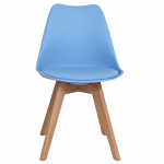 Scaun bucatarie tapitat albastru Depozitul de scaune Celia, piele ecologica, cadru lemn, max. 110 kg, 48.5 x 50 x 82.5 cm