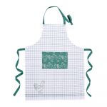 Sort bucatarie Gallina, alb + verde, 100% bumbac, 70 x 90 cm