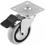 Rotila cu flansa si frana, metal, plastic, gri, Ø 75 mm, H 98 mm