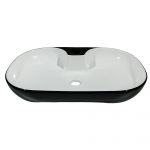 Lavoar dreptunghiular Sanitop Rev, montaj blat, ceramica, alb/negru, 61 x 42 x 12.5 cm