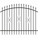 Panou gard Flora, negru, RAL 9005, 1500 - 1700 x 2000 mm
