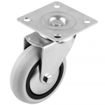 Rotila cu flansa pentru carucior, metal + plastic, gri, 75 x 98 mm