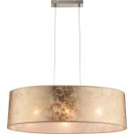 Pendul auriu Amy, corp metal + abajur textil, 3 becuri x E27, max 60W