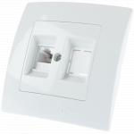 Priza dubla date RJ45 UTP cat 5 Lilium Natural Kare, Makel 32001035, alb