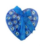 Cutie Flori sapun Albastru, 24 forma inima, cu fundița 18 x 18 cm, Engros