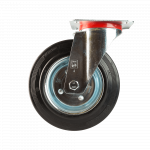Rola pivotanta cu placa, cauciuc plin negru, 200 x 50 mm, 205 kg