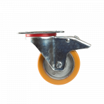 Rola pivotanta cu placa si frana, poliuretan, 100 x 38 mm, 180 kg