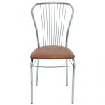 Scaun bucatarie tapitat cognac IP8070 Depozitul de scaune Arco, tapiterie piele ecologica, cadru metal argintiu, max. 110 kg, 46 x 48 x 93 cm