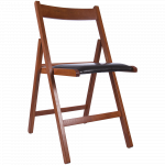 Scaun pliabil lemn Basic, cires-wenge, sezut piele ecologica, 79 x 42 cm