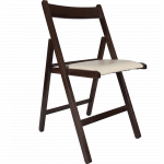 Scaun pliabil lemn Basic, wenge-crem, sezut piele ecologica, 79 x 42 cm