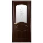 Usa interior celulara cu geam New Style Fortis Oval, reversibila, MDF, castan, toc fix, 200 x 60 x 3.4 cm