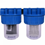 Filtru triplex de apa, 2 trepte filtrare, carbune + polipropilena + sita, 5 cu 1 in linie