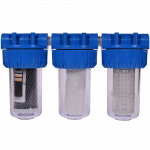 Filtru triplex de apa, carbune + polipropilena + sita, 7 cu 3/4 in linie