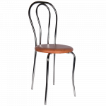 Scaun bucatarie tapitat cognac IP8070 Depozitul de scaune Tulipan, tapiterie piele ecologica, cadru metal argintiu, max. 100 kg, 40 x 48 x 89 cm