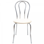 Scaun bucatarie tapitat crem IP21834 Depozitul de scaune Tulipan, tapiterie piele ecologica, cadru metal argintiu, max. 100 kg, 40 x 48 x 89 cm
