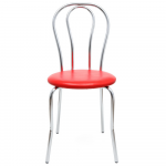 Scaun bucatarie tapitat rosu IP21900 Depozitul de scaune Tulipan, tapiterie piele ecologica, cadru metal argintiu, max. 100 kg, 40 x 48 x 89 cm