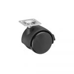 Roata dubla articulata cu frana, placa de fixare, D: 50 mm