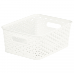 Cutie depozitare, tip rattan, plastic, alb, 8 l, 255 x 196 x 102 mm