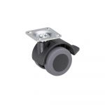 Roata dubla articulata cu frana si rulment pentru parchet, placa fixare, D: 40mm