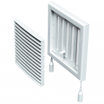 Grila cu inchidere manuala Vents, PVC, alb, 154 x 154 mm