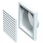 Grila dreptunghiulara cu manson Vents, PVC, alb, DN 125 mm, 187 x 187 mm