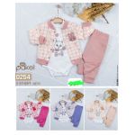 Compleu Engros pentru bebelusi, 3 piese, cu model imprimat