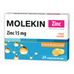 ZDROVIT MOLEKIN ZN 15MG PORTOCALE FARA ZAHAR 24 COMPRIMATE DE SUPT