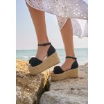 Sandale cu platforma tip espadrile Almeila negre