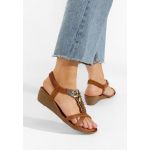 Sandale cu pietricele Grazia camel