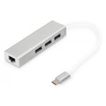 DIGITUS 3 Port USB 3.0 Type-C Hub with Gigabit Ethernet 3xUSB A/F,1xUSB C/M,1xRJ45 LAN, Win/Mac OS (DA-70255)