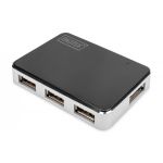DIGITUS USB 2.0, 4-Port Hub, 4x USB A/F, 1x USB Bmini/F incl. USB A/M to mini5P cable, black (DA-70220)